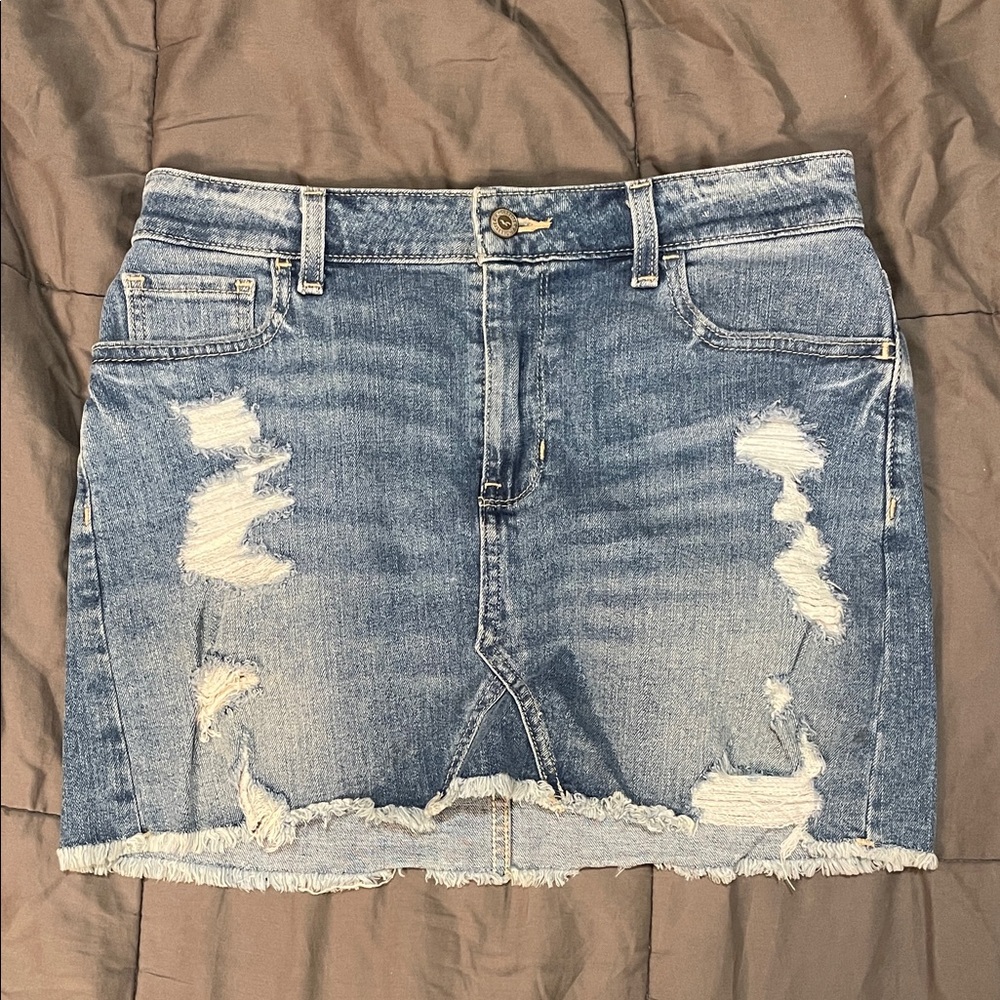 Hollister Blue Distressed Mini Skirt